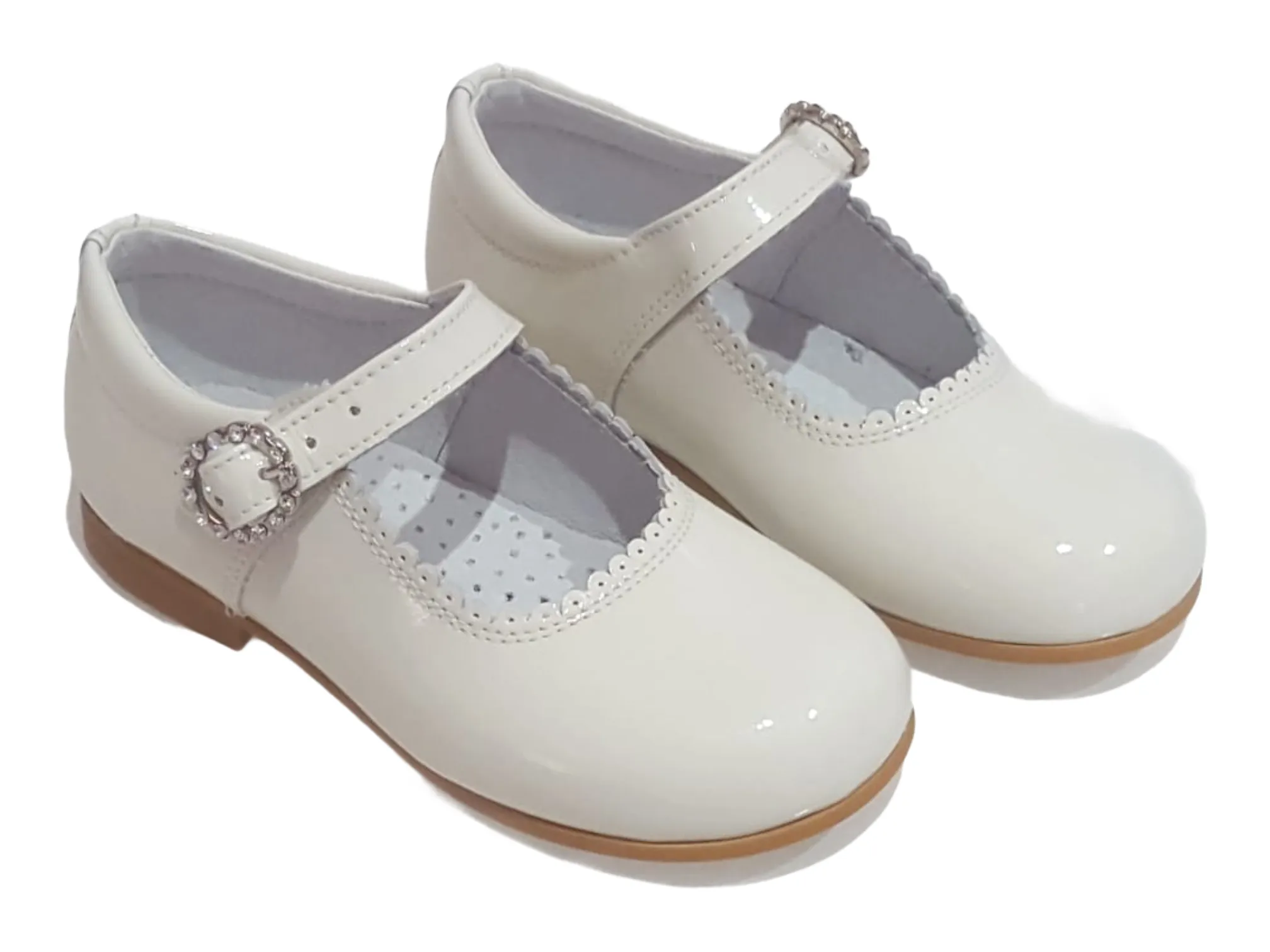 6270-1 Cream Shoe with Diamante Buckle