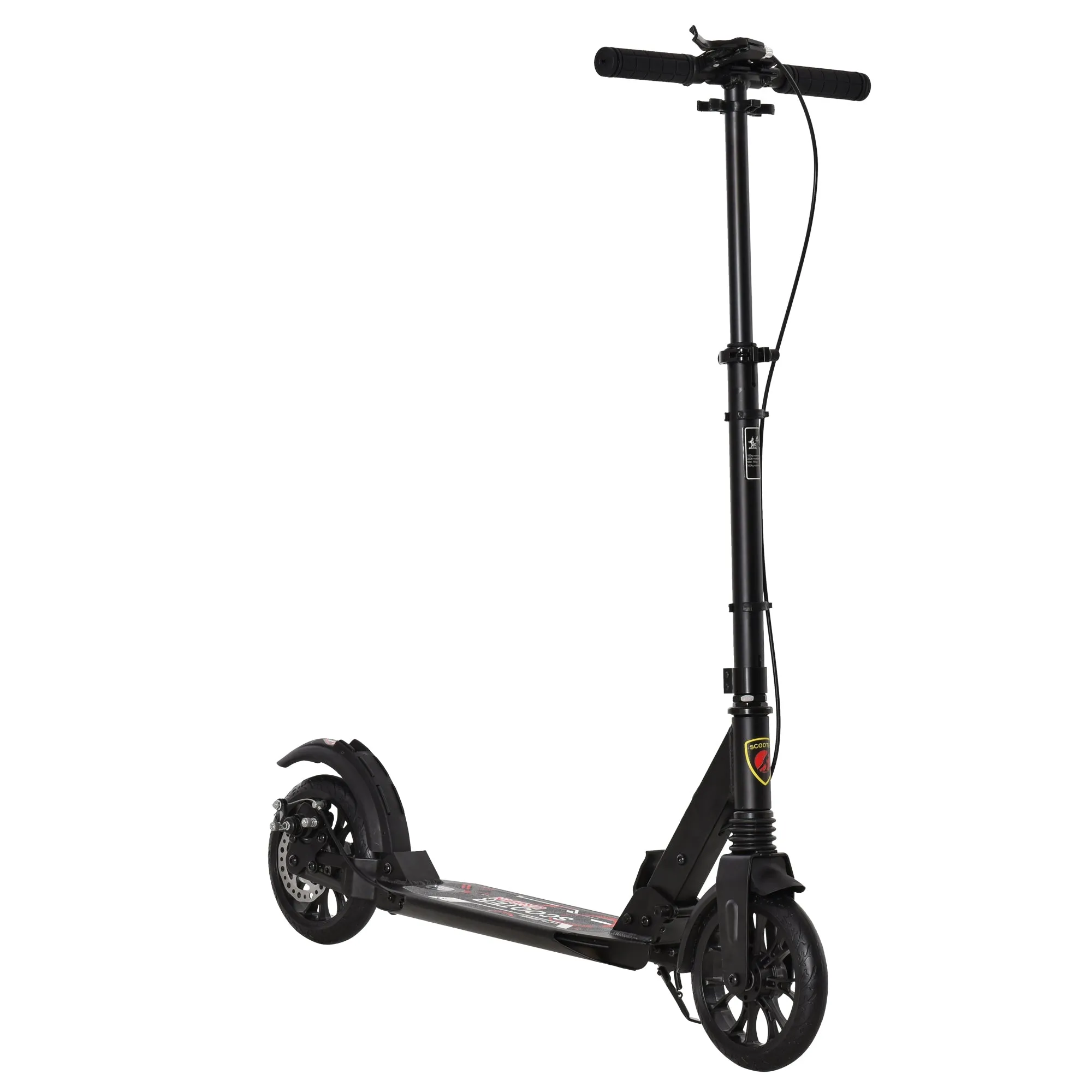 Adult Teens Kick Scooter Fold Adjust 14  w/ Rear Wheel&Hand Brake Black