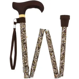 Bahama Leaf: Designer Adjustable Cane w/ Wooden Handle