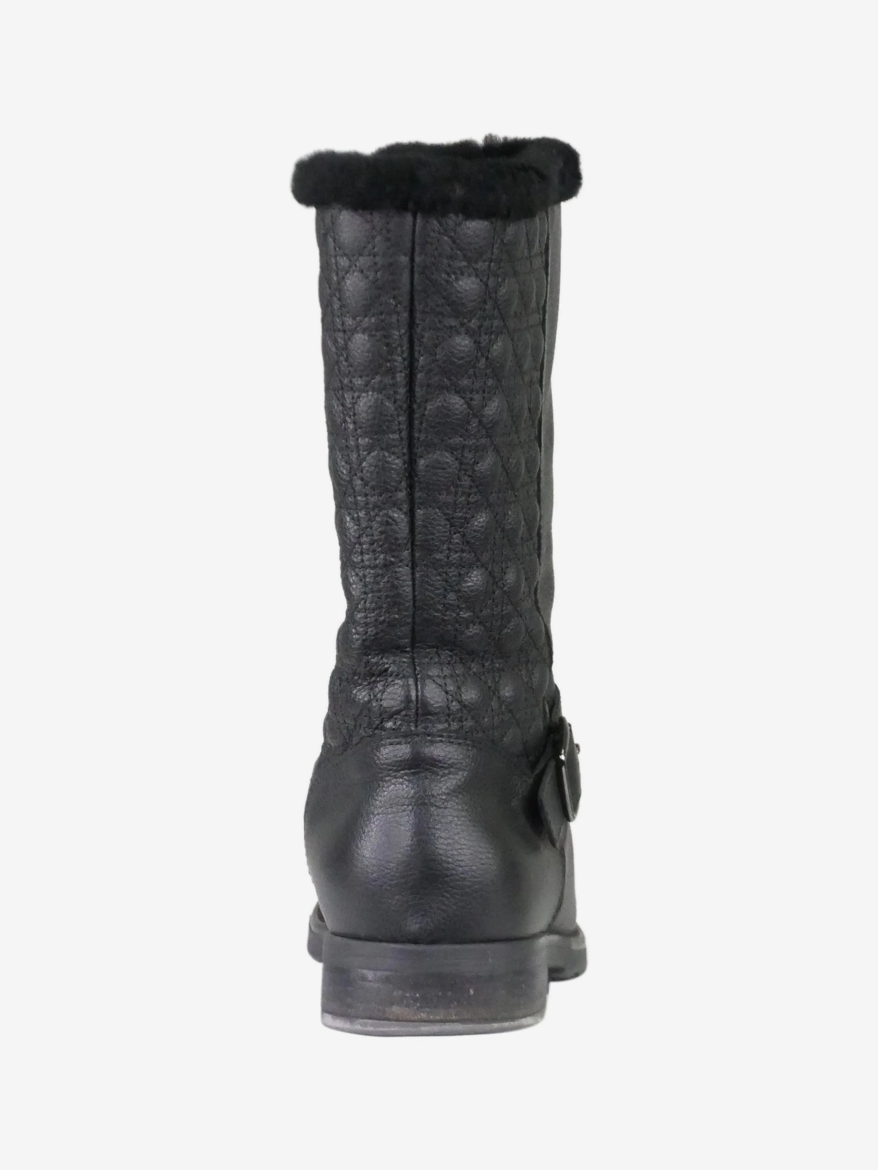 Black fur boots with buckle detail - size EU 36