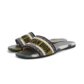 Dior Green Embroidered Canvas Dway Tie Dye Slides 36