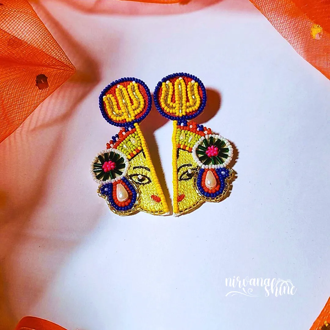 Durga Maa with Trishool Statement Earrings