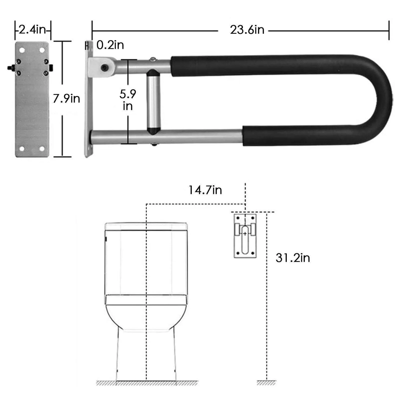 Elderly Handicap Bathroom Foldable Armrest