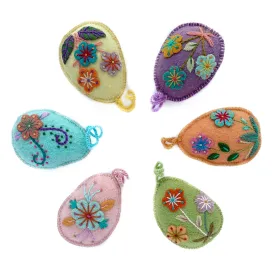 Embroidered Easter Egg Ornament, 6 Pack