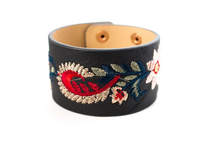 Embroidered Leather Bracelet