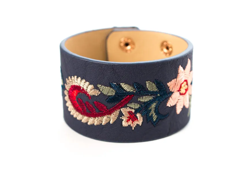 Embroidered Leather Bracelet