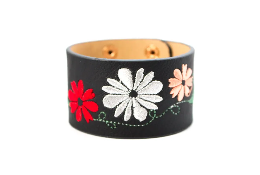 Embroidered Leather Bracelet