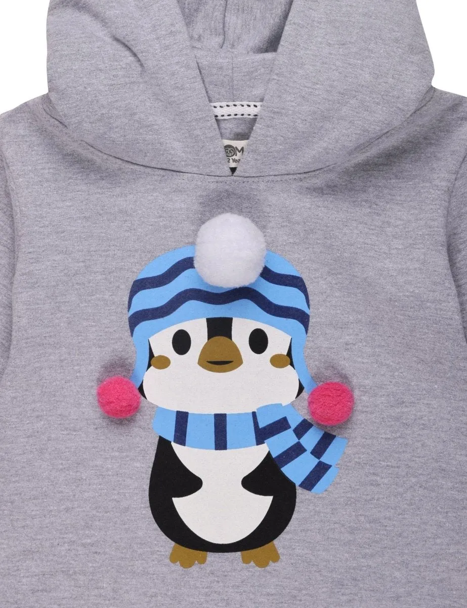 Girls Little Penguin Hooded Sweater Dress