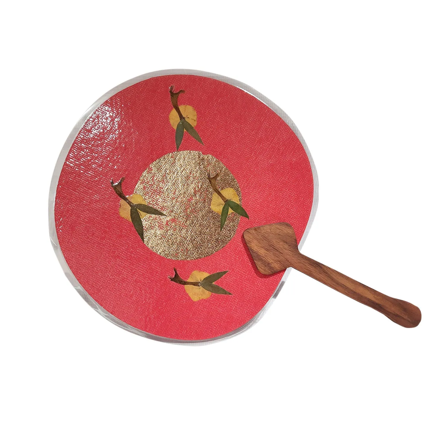 Hand Fan with Dried Leaf