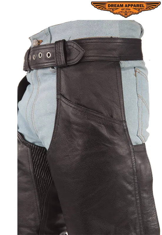 Heavy Duty Biker Leather Motorcycle Chaps