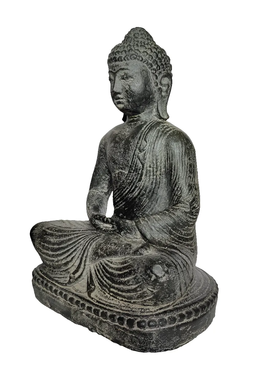 Home Decor. Table - Garden Statue. Cute Stone Sculpture of Lord Buddha, in Deep Meditation.