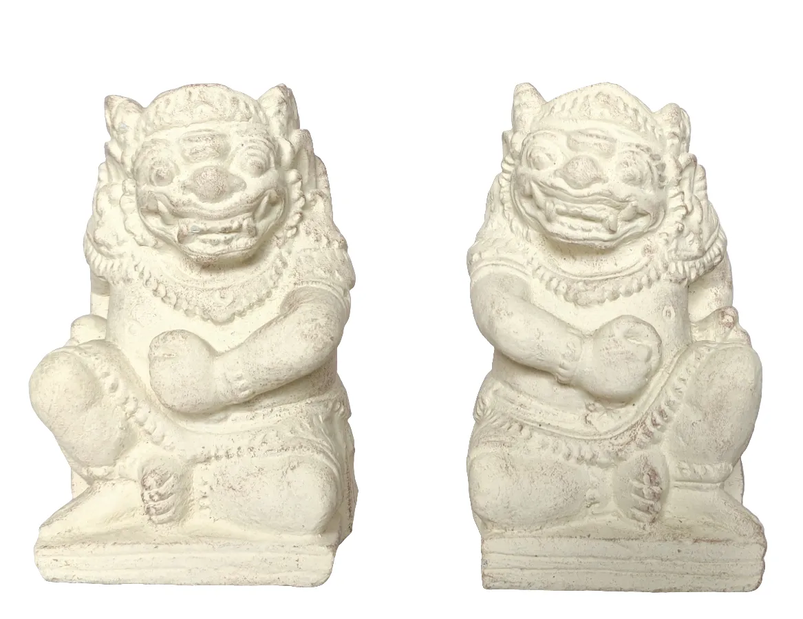 Home Decor. Tabletop Showpieces. Pair of Handcrafted Stone Sculptures of Togog's from Bali, "The Guardians".