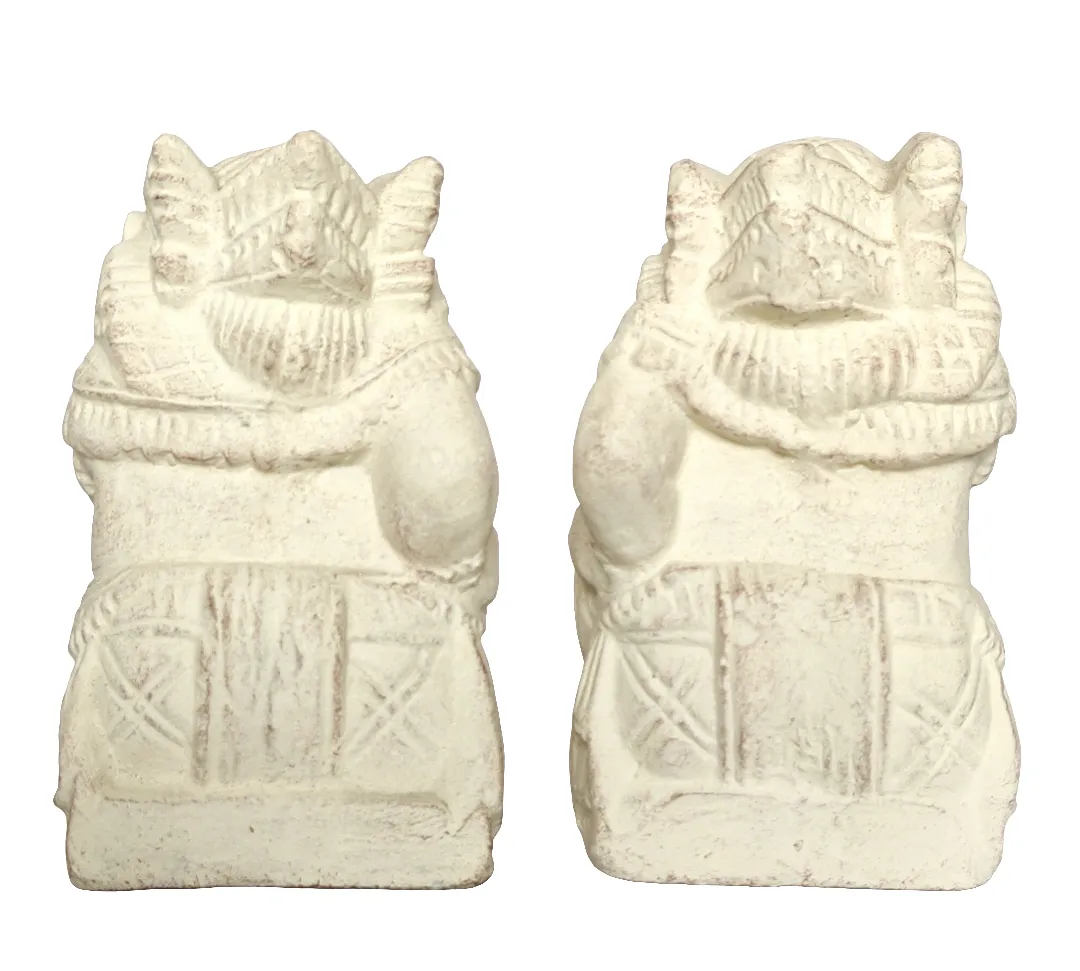 Home Decor. Tabletop Showpieces. Pair of Handcrafted Stone Sculptures of Togog's from Bali, "The Guardians".