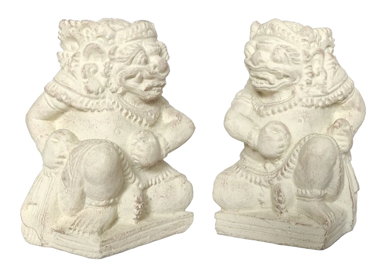 Home Decor. Tabletop Showpieces. Pair of Handcrafted Stone Sculptures of Togog's from Bali, "The Guardians".