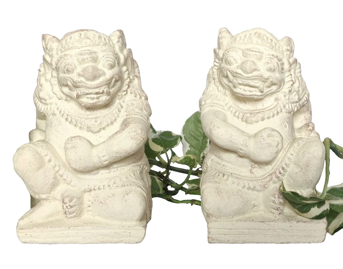 Home Decor. Tabletop Showpieces. Pair of Handcrafted Stone Sculptures of Togog's from Bali, "The Guardians".