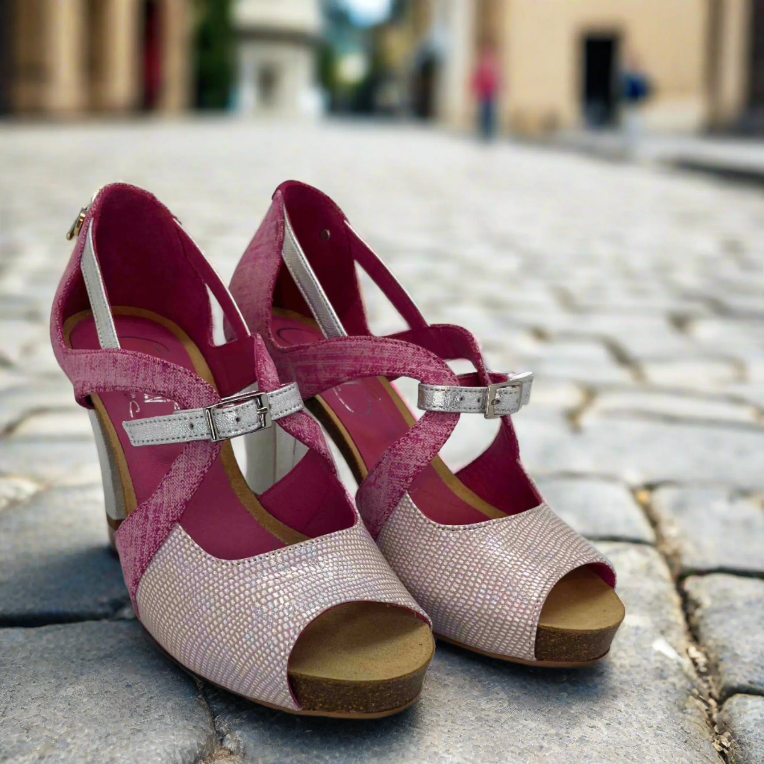 Martini- Pink cork heel shoe