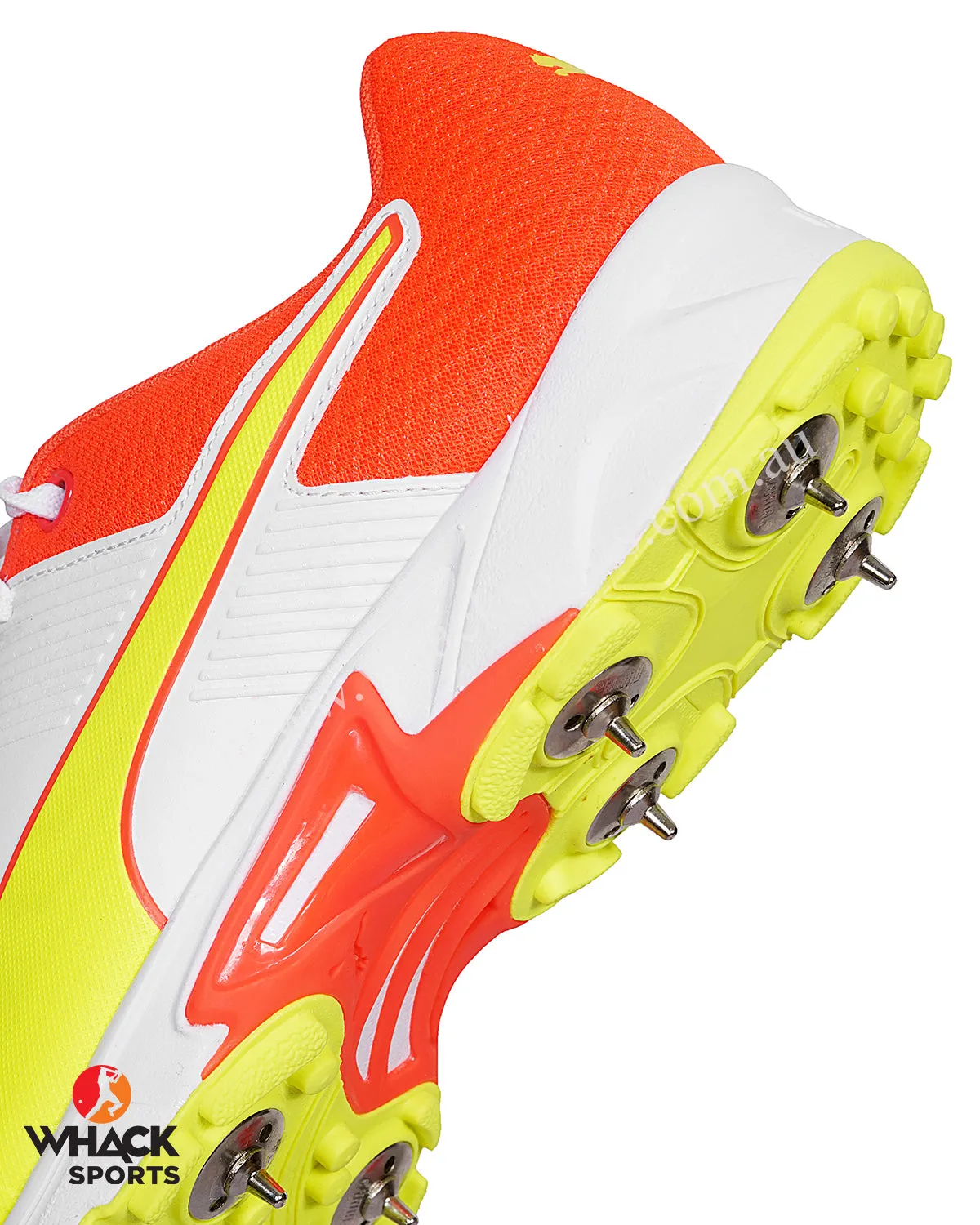 Puma 19.2 Cricket Shoes - Steel Spikes - Red Blast Yellow Alert White