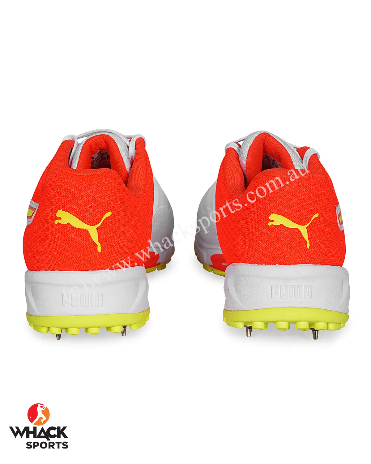 Puma 19.2 Cricket Shoes - Steel Spikes - Red Blast Yellow Alert White