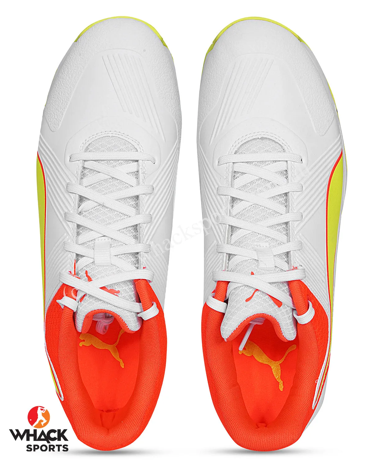 Puma 19.2 Cricket Shoes - Steel Spikes - Red Blast Yellow Alert White