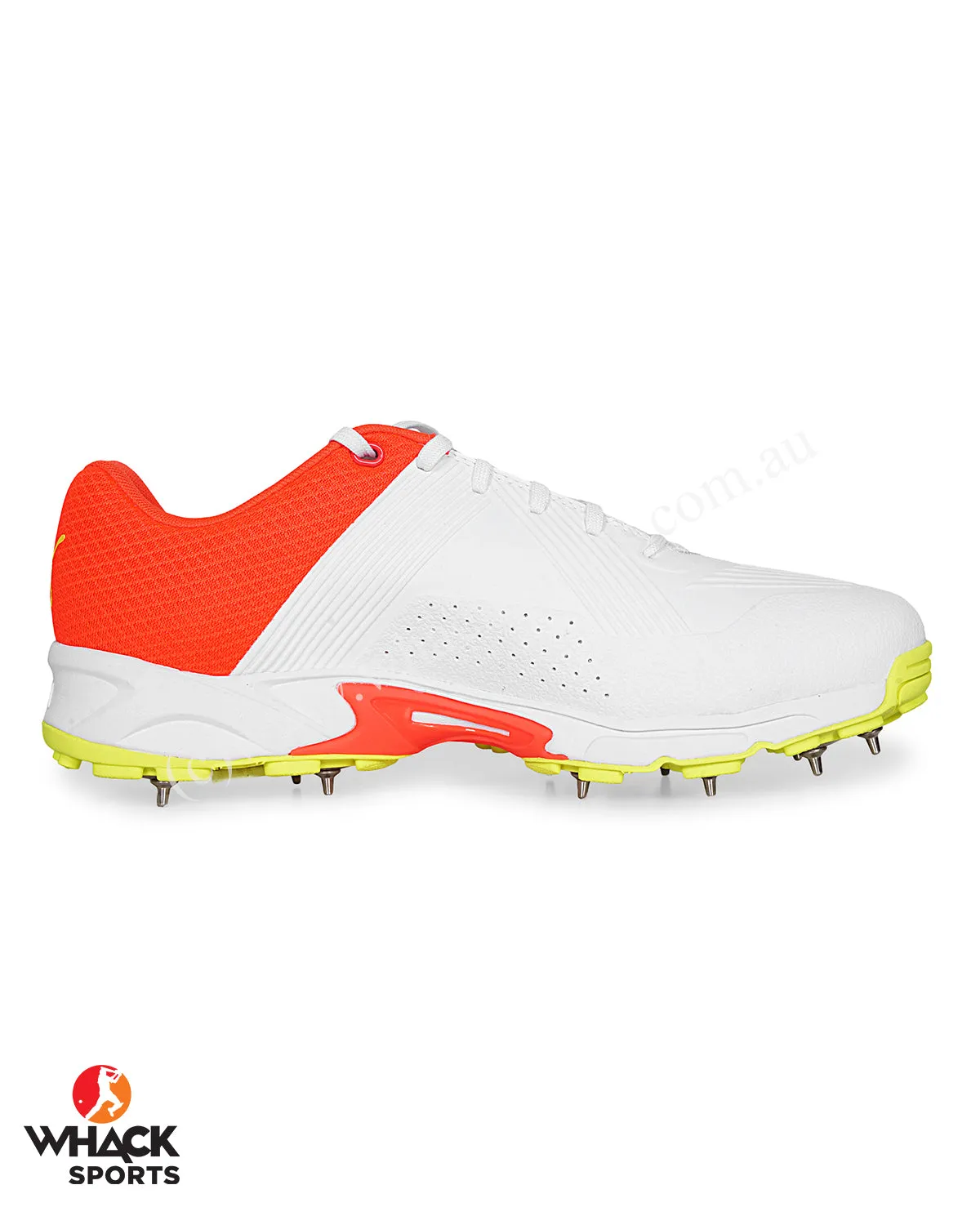 Puma 19.2 Cricket Shoes - Steel Spikes - Red Blast Yellow Alert White