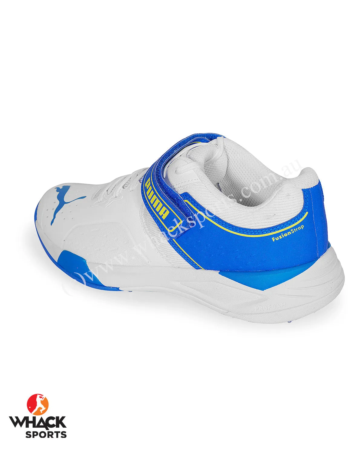 Puma 22.1 Bowling Cricket Shoes - Steel Spikes - White Ultra Blue Yellow