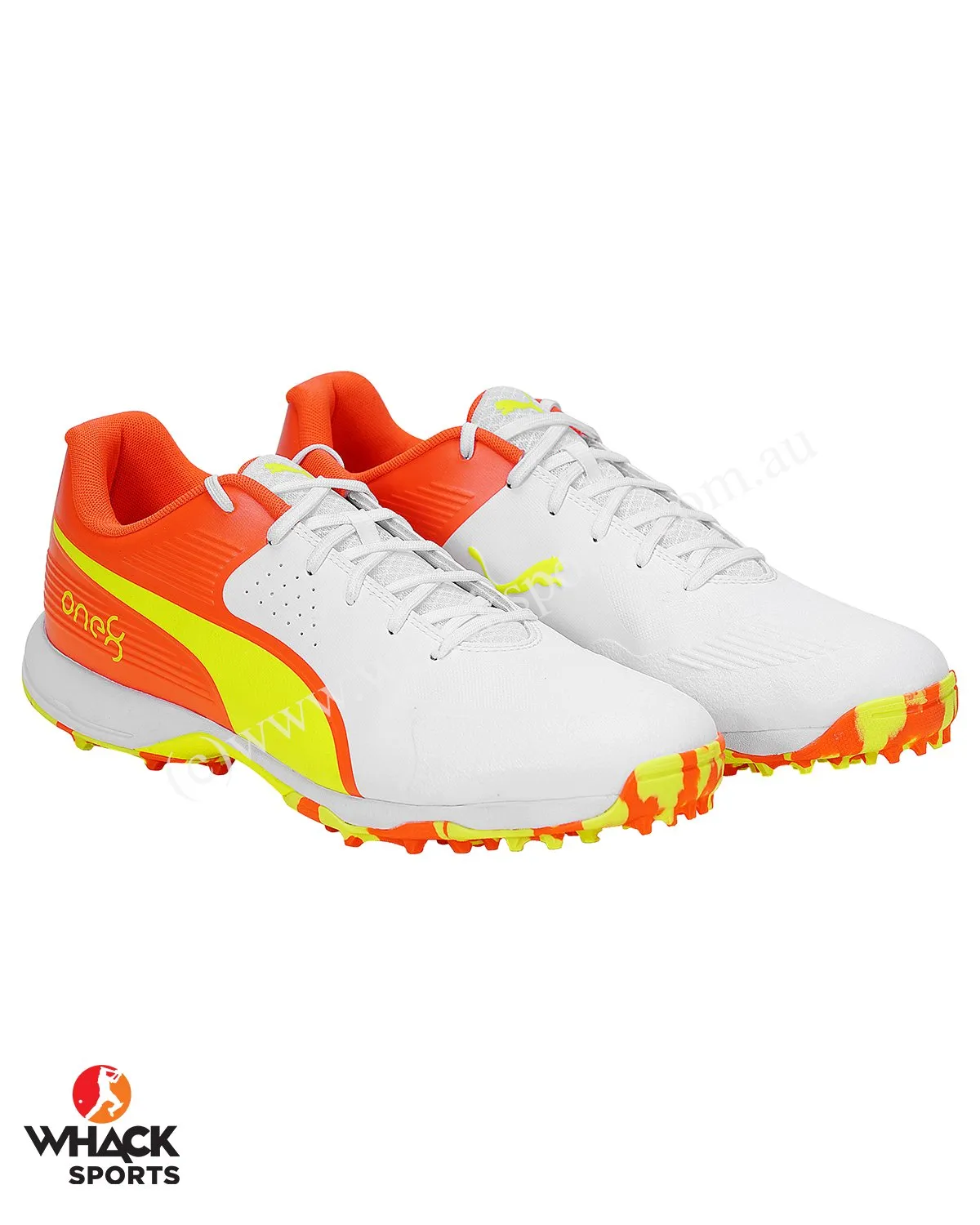 Puma FH 19 - Rubber Cricket Shoes - Red Blast/Yellow Alert/White