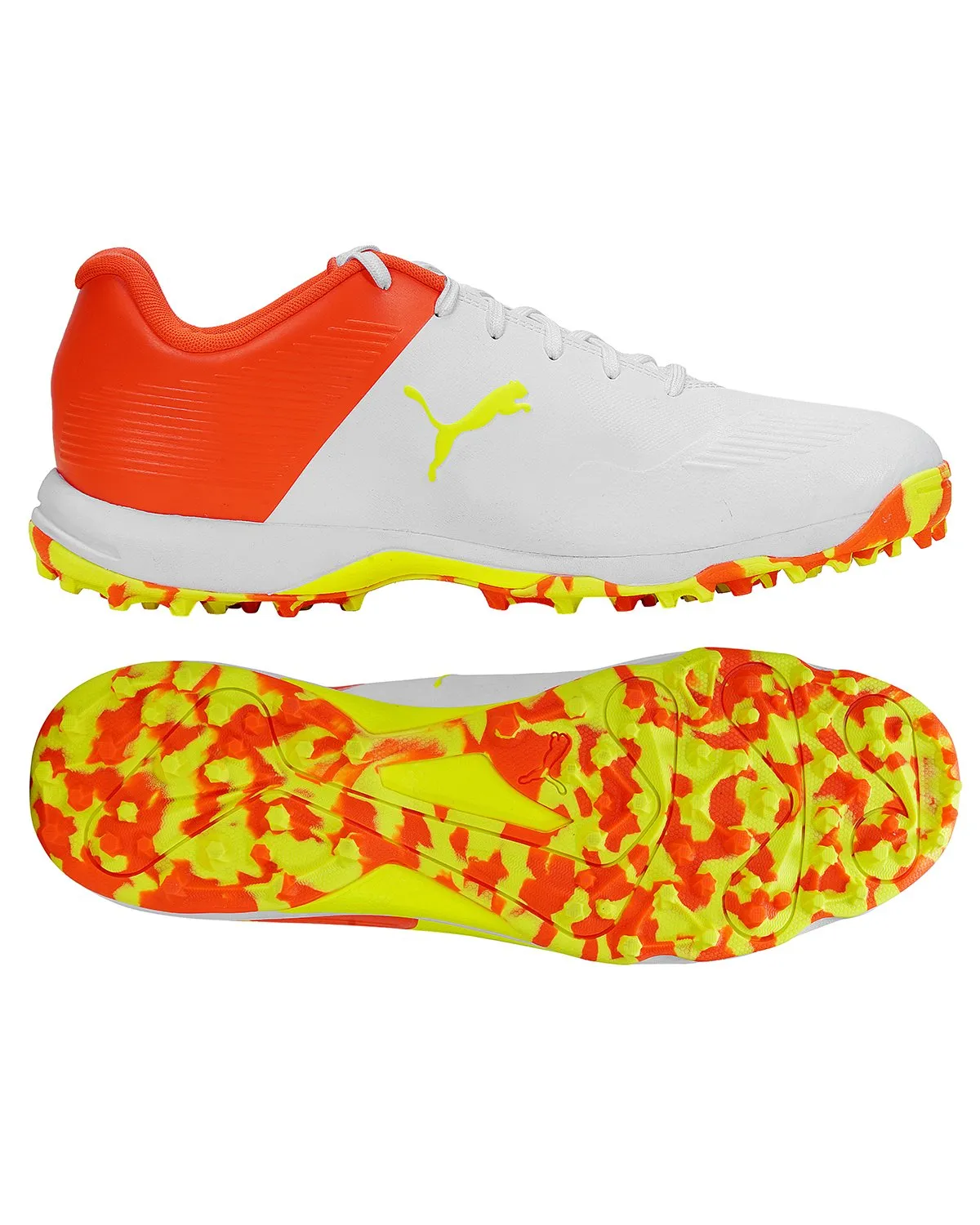 Puma FH 19 - Rubber Cricket Shoes - Red Blast/Yellow Alert/White