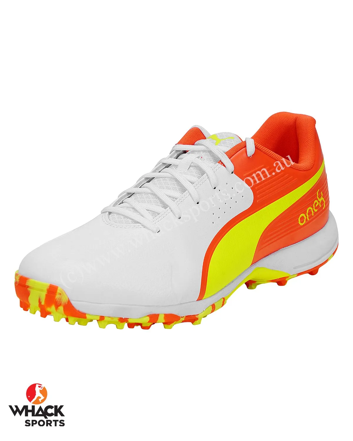 Puma FH 19 - Rubber Cricket Shoes - Red Blast/Yellow Alert/White