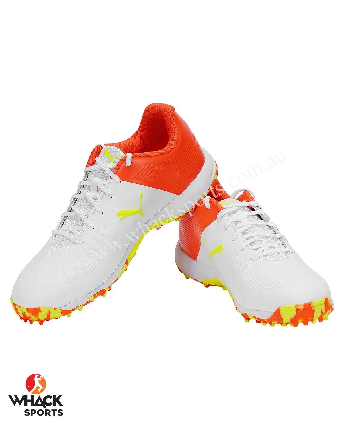 Puma FH 19 - Rubber Cricket Shoes - Red Blast/Yellow Alert/White