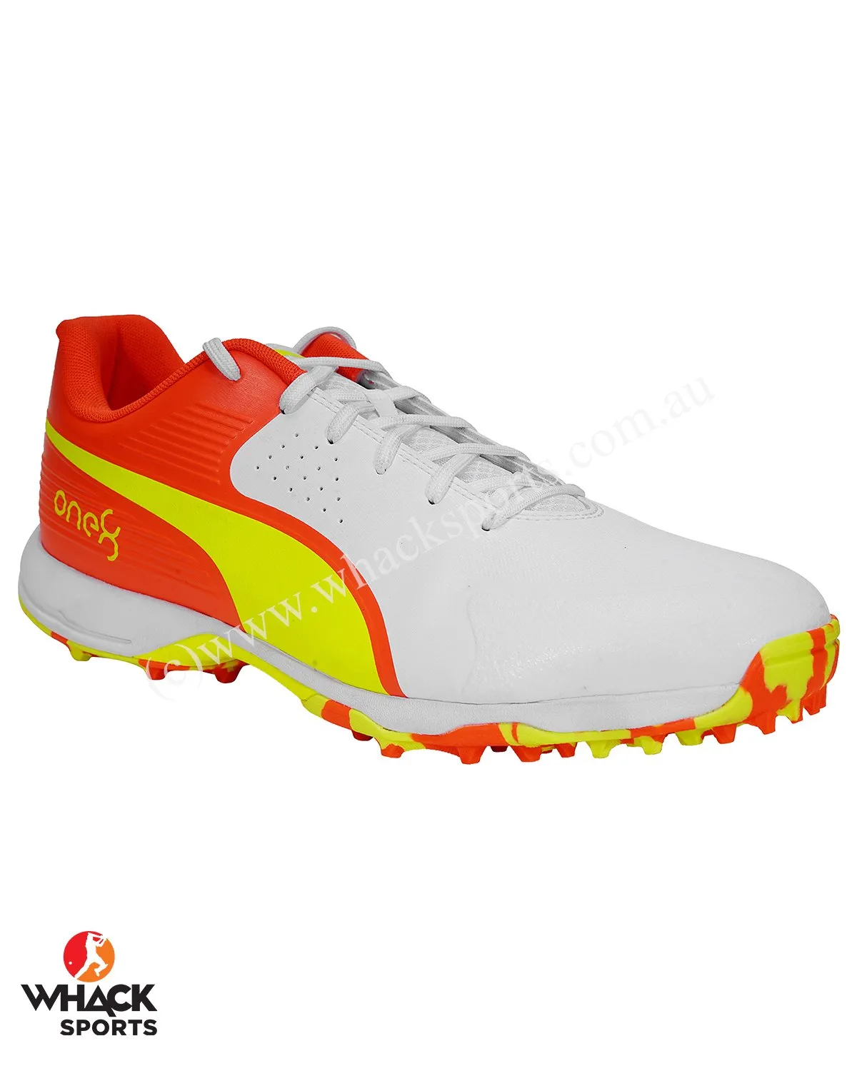 Puma FH 19 - Rubber Cricket Shoes - Red Blast/Yellow Alert/White