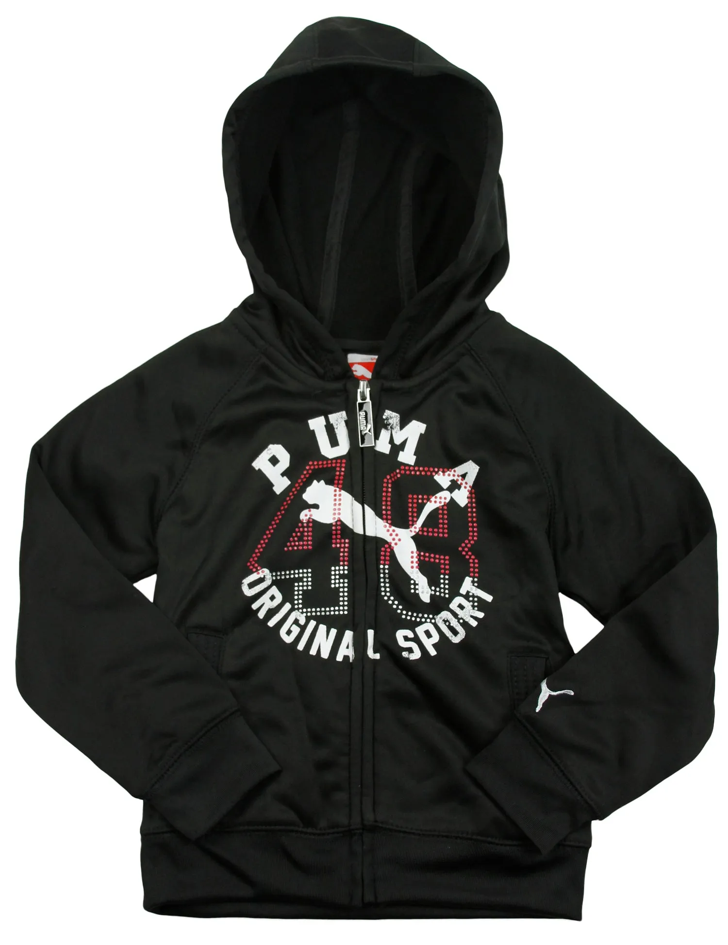 Puma Toddlers Studded Zip Up Hoodie Sweatshirt - Black