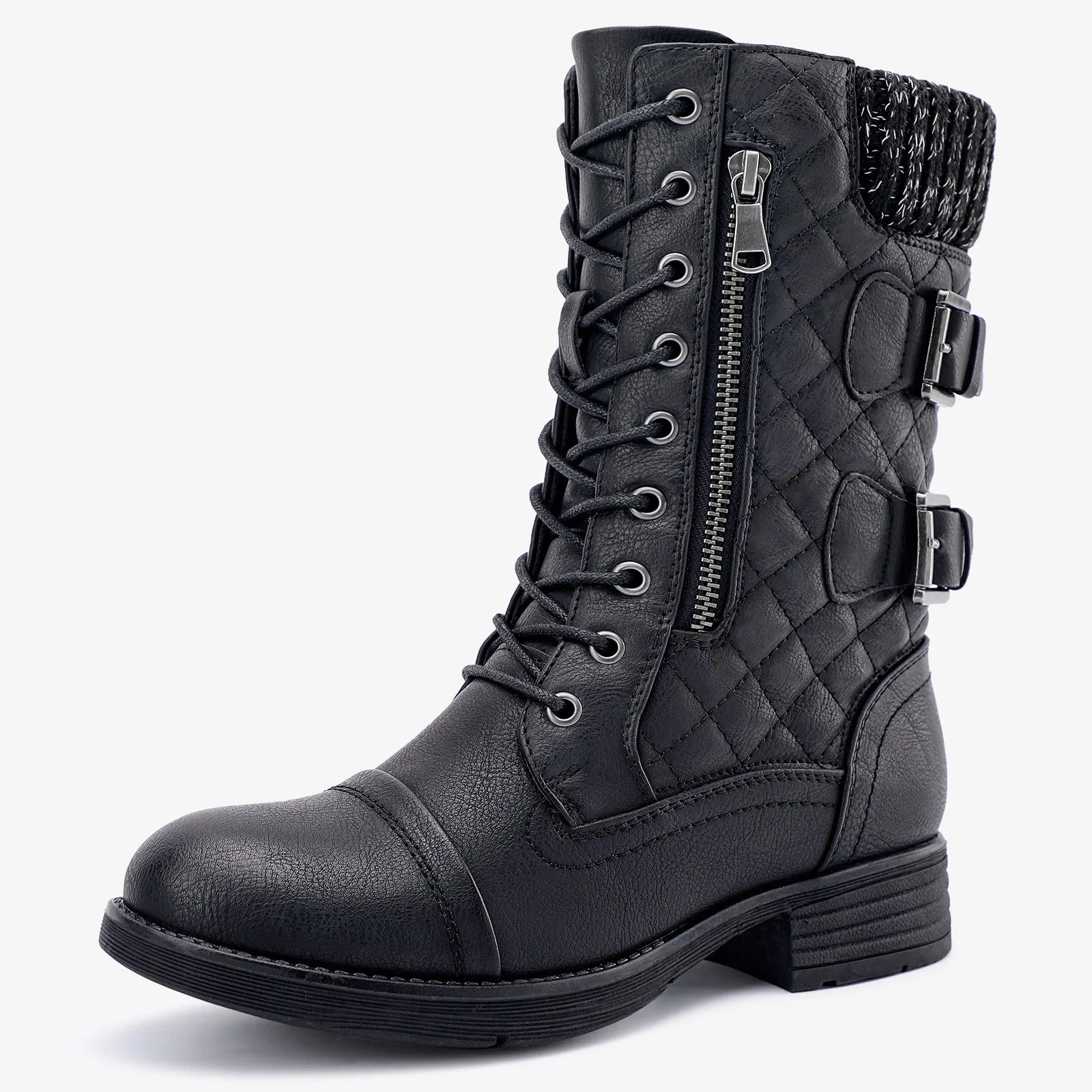 STQ Women's Mid-calf Combat Boots