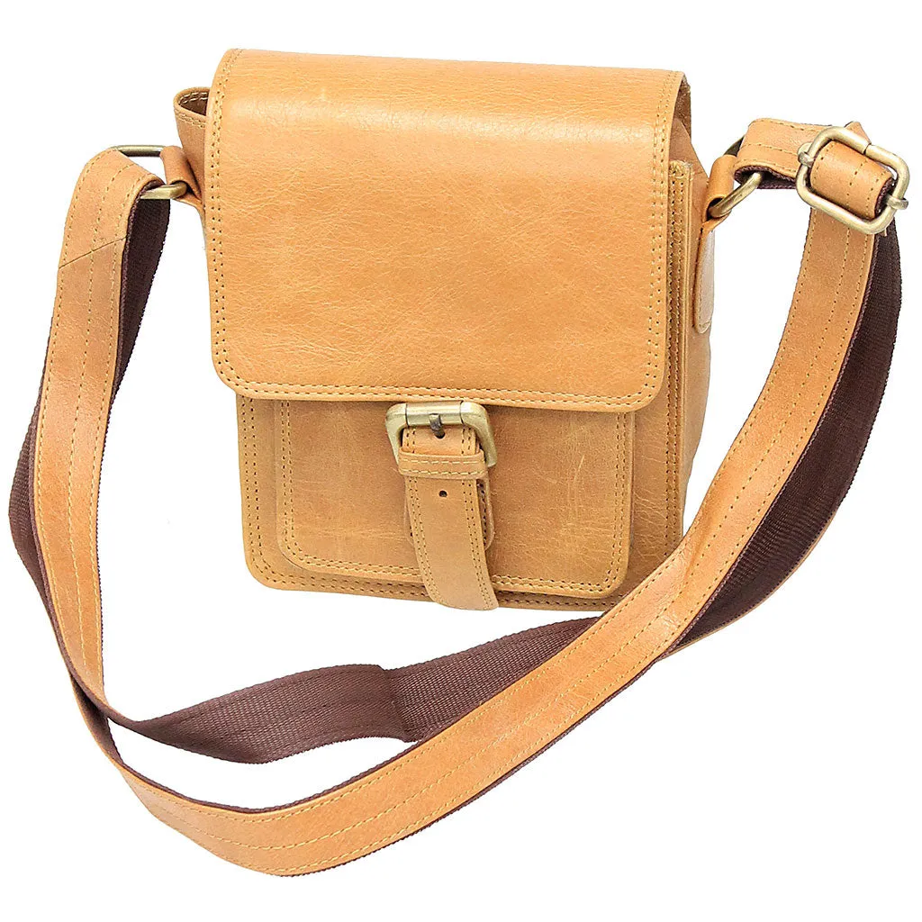 Tan Leather Cross Body Utility Bag #P51TAN