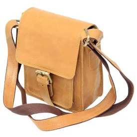 Tan Leather Cross Body Utility Bag #P51TAN