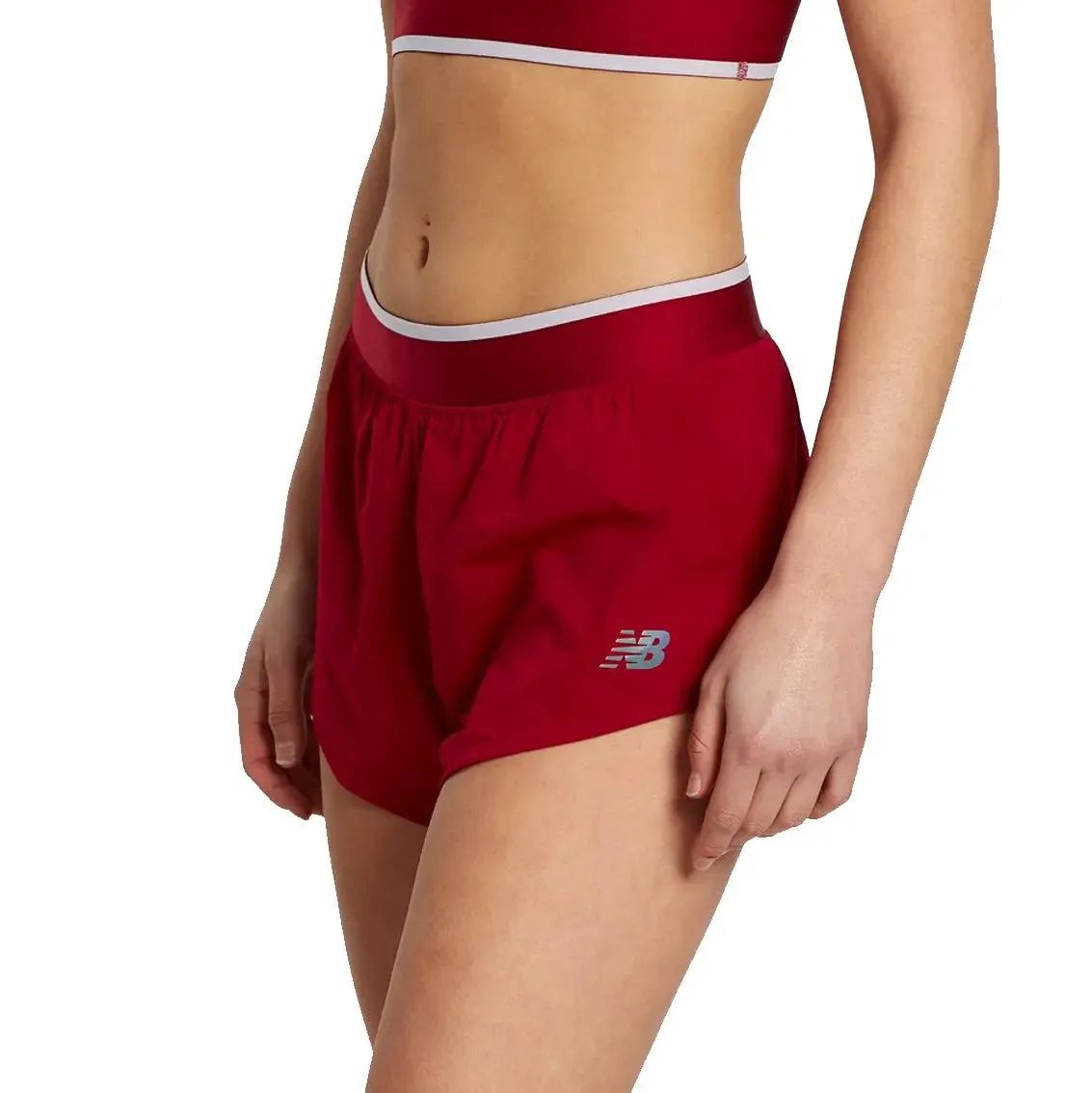 Womens New Balance Q Speed Track Short - Neo Crimson